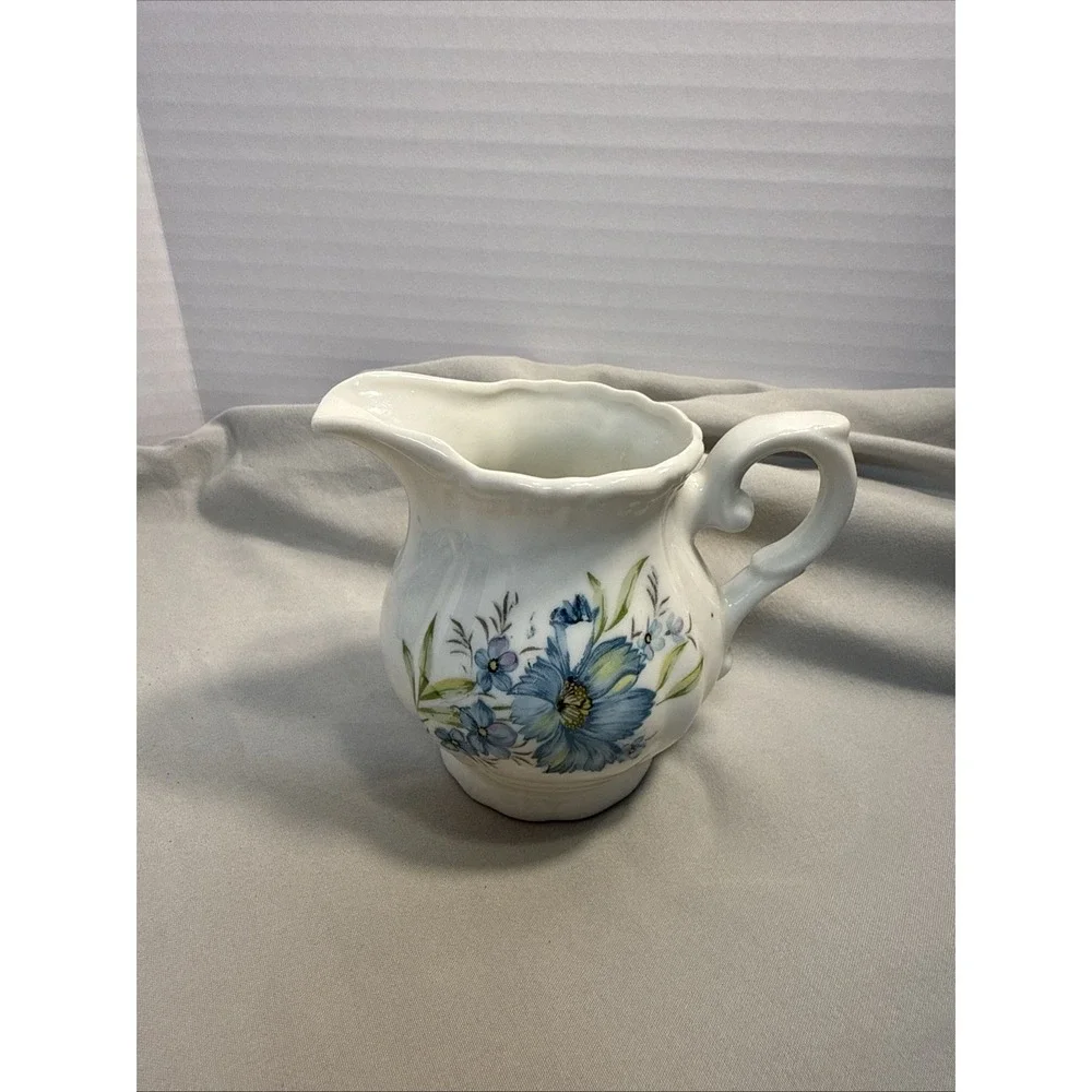Vintage Inarco Japan Blue Cornflower Creamer Pitcher E-4773 Mid-Century Ceramic